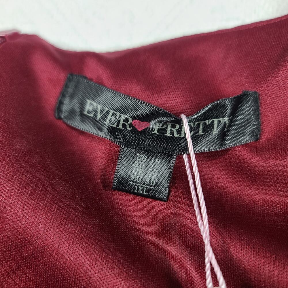 Ever Pretty Applique Chiffon formal Burgundy Dress Size 18 wedding MOTB Party - Picture 11 of 15